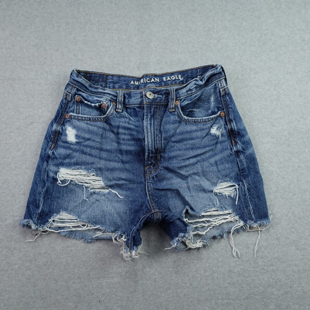 American Eagle Short Womens 0 Blue Distressed 90s Boyfriend Denim Cut Off